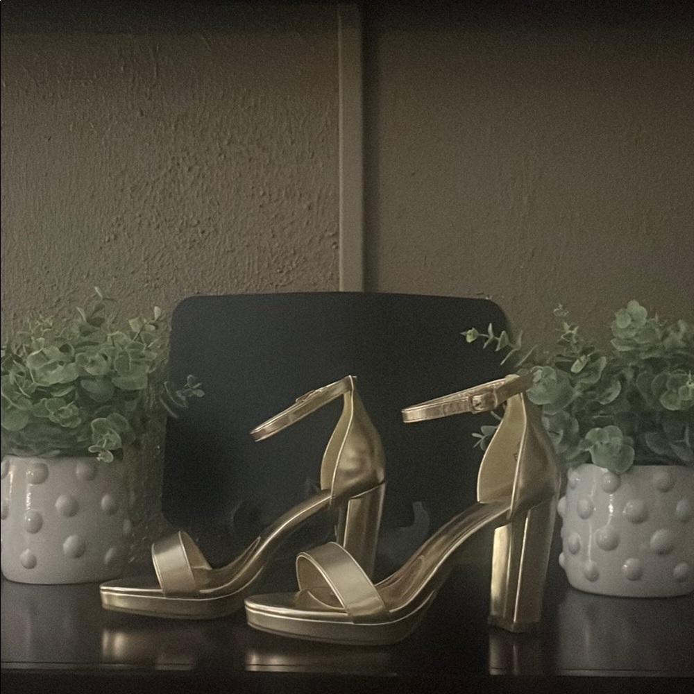 Glamorous Gold High Heeled Sandals